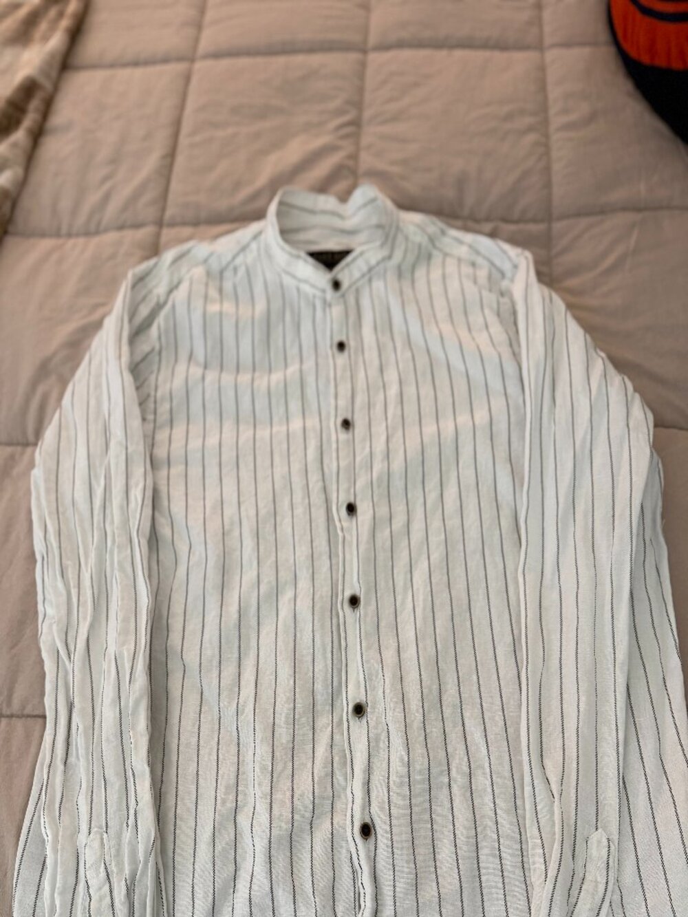 ZARA MAN Mens XL Slim Fit White Striped Long Sleeve Button Up Shirt